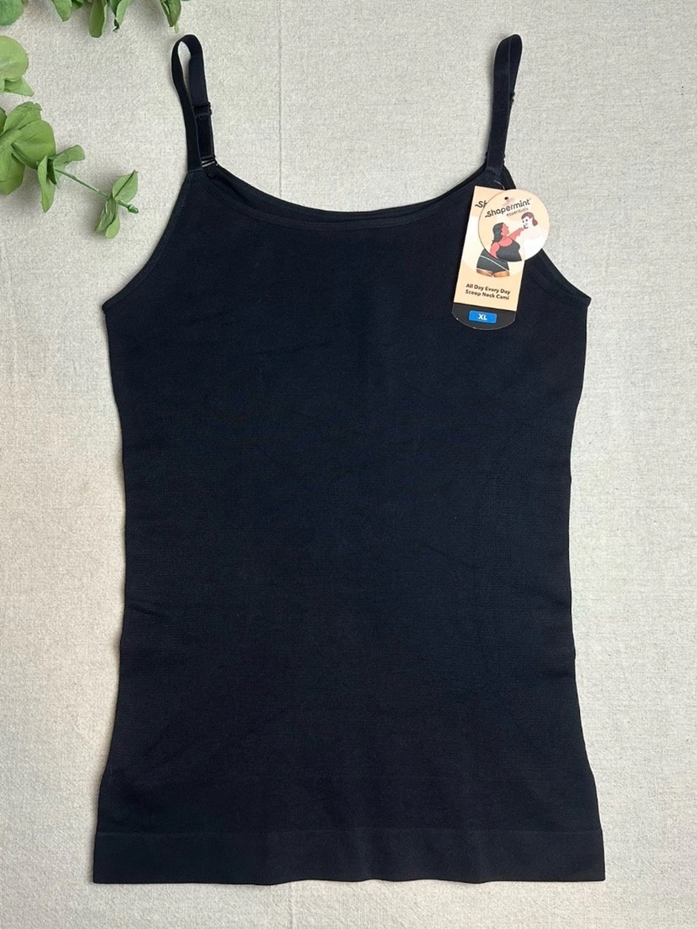 Shapermint All Day Every Day Scoop Neck Cami Tank Black Shapewear NWT